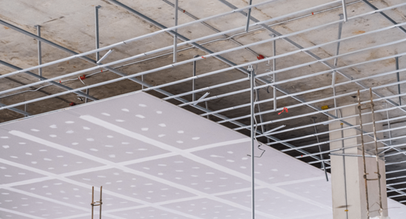 A Typical Connection Of A False Ceiling Utilising Gypsum Board Panels Suspended From The Original Concrete Ceiling